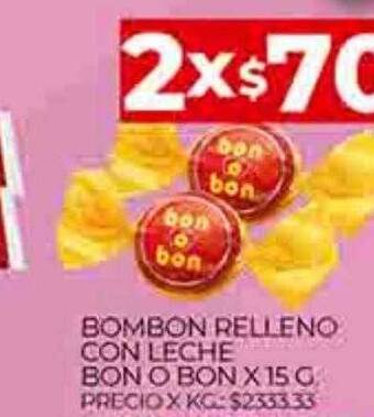 Supermercados DIA Bombon relleno con leche bon o bon oferta