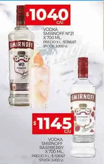 Supermercados DIA Vodka smirnoff n°21 vodka smirnoff raspberry oferta