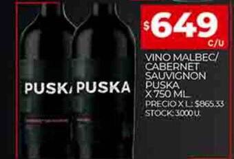 Supermercados DIA Vino malbec cabernet sauvignon puska oferta