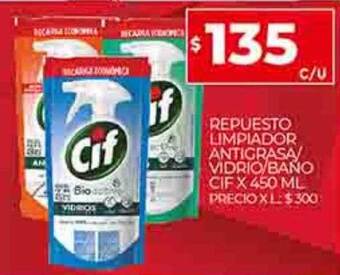 Supermercados DIA Repuesto limpiador antigrasa vidrio baño cif oferta