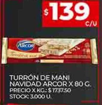 Supermercados DIA Turrón de mani navidad arcor oferta