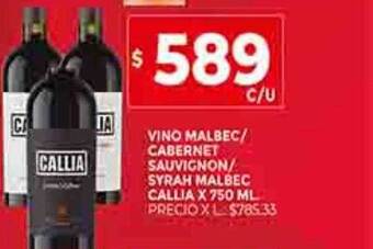 Supermercados DIA Vino malbec cabernet sauvignon syrah malbec callia oferta