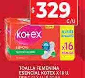 Supermercados DIA Toalla femenina esencial kotex oferta
