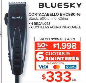 Carrefour Bluesky cortacabello bhc980-16 oferta