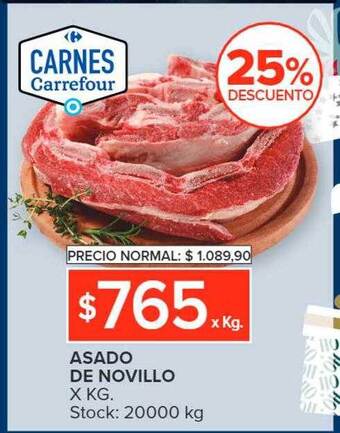 Carrefour Asado de novillo x kg 25% descuento oferta