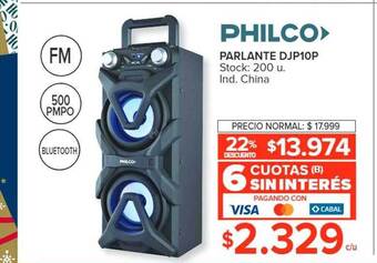 Carrefour Philco parlante djp10p 22% descuento oferta