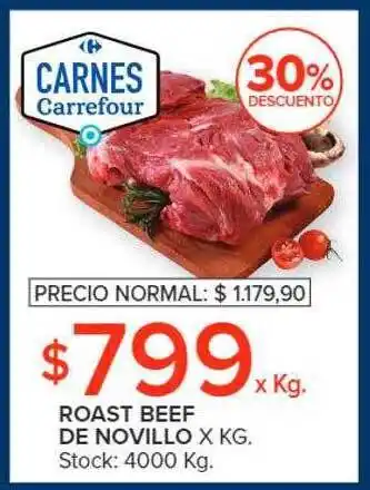 Carrefour Roast beef de novillo x kg 30% descuento oferta