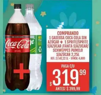 Supermercados Todo 1 gaseosa coca cola sin azúcar + 1 sprite sprite s azúcar fanta s azucar schweppes pomelo s azúcar oferta