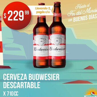 Supermercados Buenos Días Cerveza Budweiser Descartable x 710cc oferta
