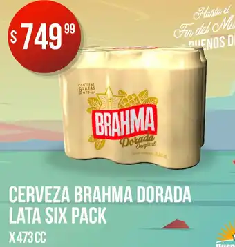 Supermercados Buenos Días Cerveza Brahma Dorada Lata Six Pack x 473cc oferta