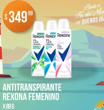 Supermercados Buenos Días Antitranspirante Rexona Femenino x 89g oferta