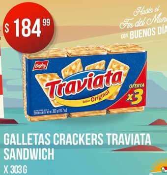 Supermercados Buenos Días Galletas Crackers Traviata Sandwich x 303g oferta