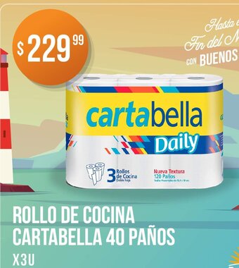 Supermercados Buenos Días Rollo De Cocina Cartabella 40 Paños x 3u oferta