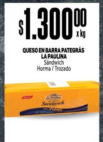Makro Queso En Barra Pategrás La Paulina oferta