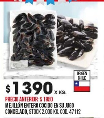 Coto Mejillón Entero Cocido En Su Jugo Congelado oferta