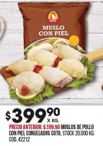 Coto Muslos De Pollo Con Piel Congelados Coto oferta
