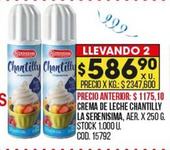 Coto Crema De Leche Chantilly La Serenisima oferta