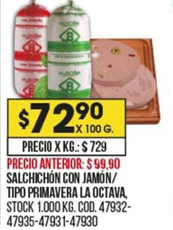 Coto Salchichón Con Jamón / Tipo Primavera La Octava oferta