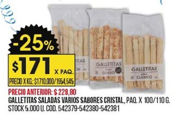 Coto Galletitas Saladas Varios Sabores Cristal oferta