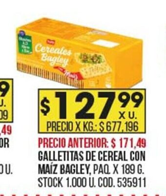 Coto Galletitas de Cereal Con Maíz Bagley oferta