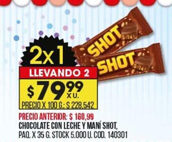 Coto Chocolate Con Leche Y Maní Shot oferta