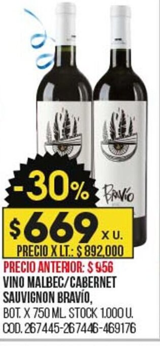 Coto Vino Malbec / Cabernet Sauvignon Bravío oferta
