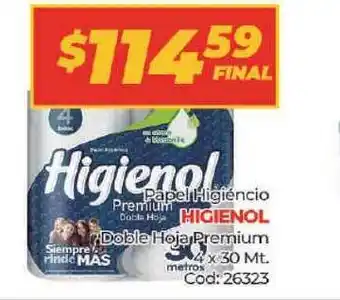 Diarco Higienol Papel Higiénico Doble Hoja Premium 4x30mt oferta