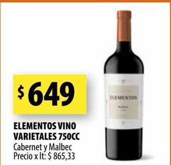 Punto Mayorista Vino elementos 750cc oferta