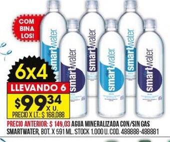 Coto Agua Mineralizada Con / Sin Gas Smartwater oferta