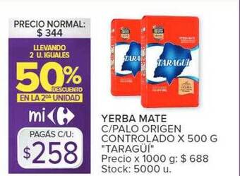 Carrefour Yerba mate c-palo origen controlado oferta