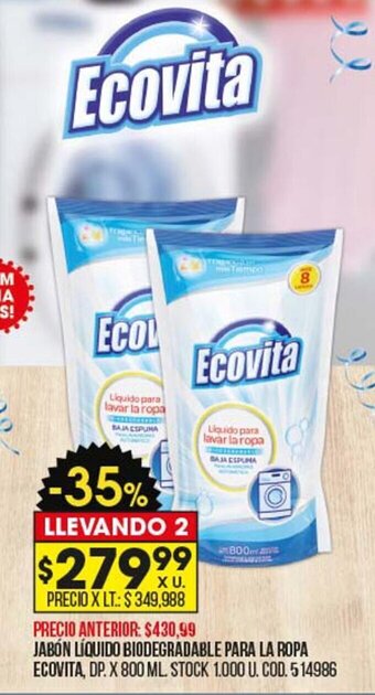 Coto Jabón Líquido Biodegradable Para La Ropa Ecovita oferta