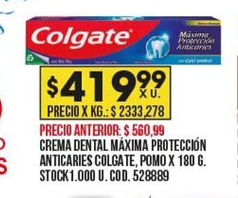 Coto Crema Dental Máxima Protección Anticaries Colgate oferta