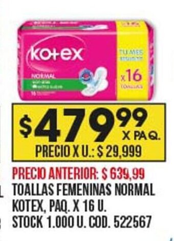 Coto Toallas Femeninas Normal Kotex oferta
