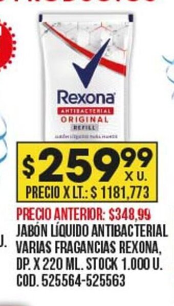 Coto Jabón Líquido Antibacterial Varias Fragancias Rexona oferta
