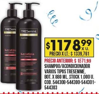 Coto Shampoo / Acondicionador Varios Tipos Tresemmé oferta