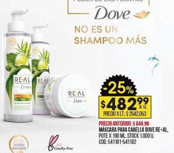 Coto Mascara Para Cabello Dove Re+Al oferta