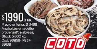 Coto Anchoitas en Aceite/ Provenzal/ Calabresa oferta