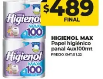 Supermayorista Vital Higienol Max Papel Higiénico Panal 4ux100mt oferta