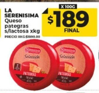 Supermayorista Vital La Serenisima Queso Pategras s/lactosa x Kg oferta