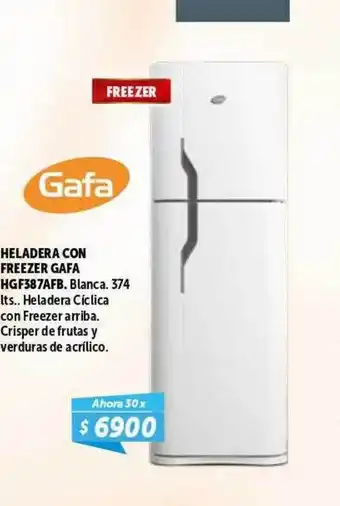 Belgrano Hogar Heladera con freezer gafa hgf387afb. blanca. 374 oferta