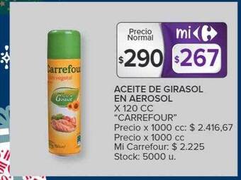 Carrefour Aceite de girasol en aerosol oferta