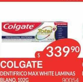 Masivos Colgate dentifrico max white laminas blanq oferta