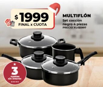 Supermayorista Vital Multiflón Set Cocción Negro 4 Piezas oferta