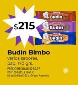 Supermercados Vea Budín Bimbo oferta