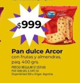 Supermercados Vea Pan Dulce Arcor oferta