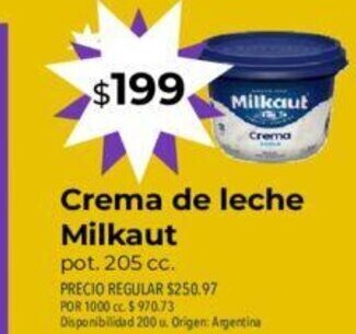 Supermercados Vea Crema de Leche Milkaut oferta
