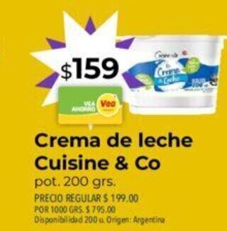 Supermercados Vea Crema De Leche Cuisine & Co oferta