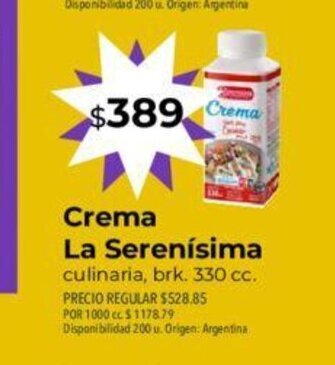 Supermercados Vea Crema La Serenísima oferta