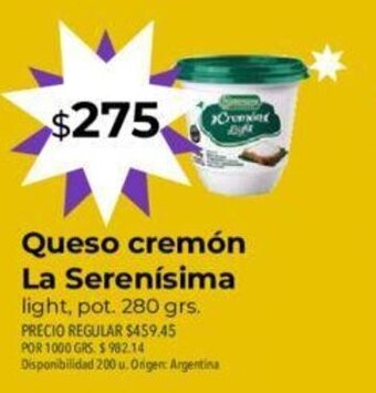 Supermercados Vea Queso Cremón La Serenísima oferta