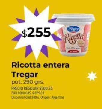 Supermercados Vea Ricotta Entera Tregar oferta